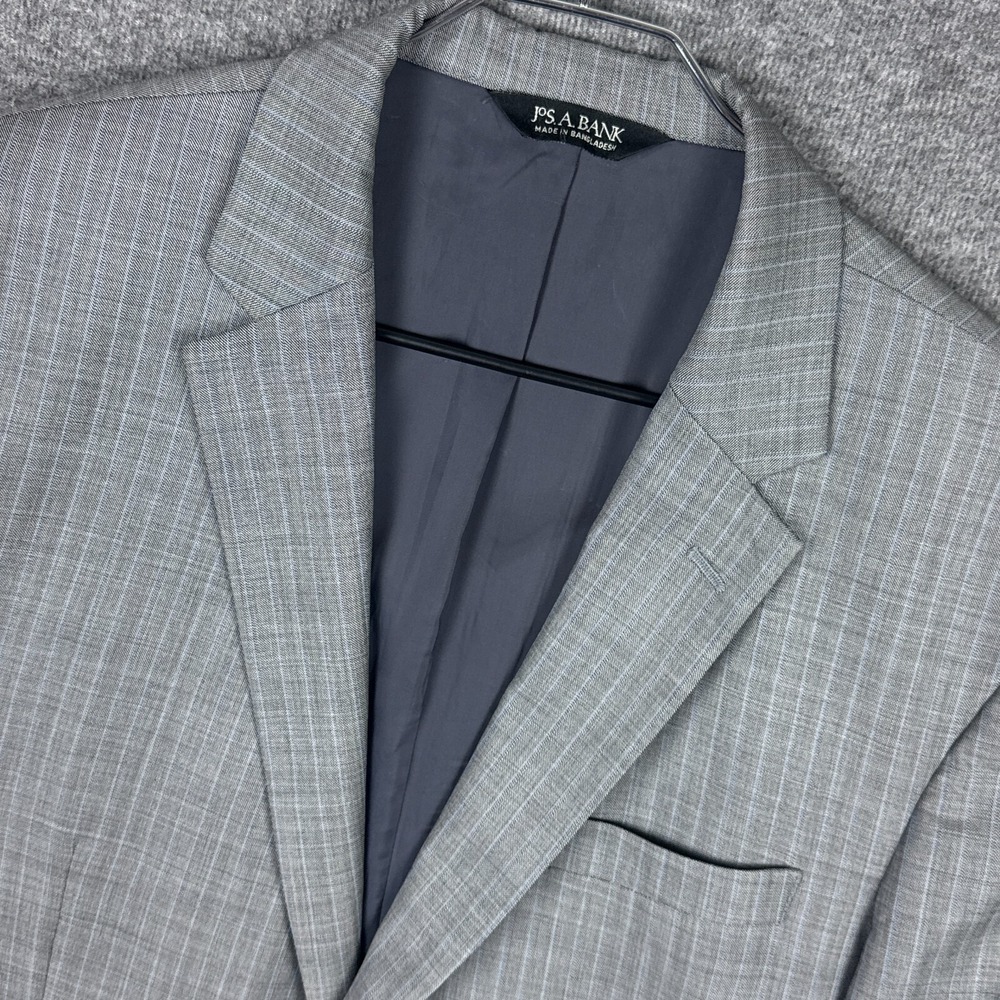 Jos A Bank Sport Coat Blazer Mens 44L Tailorerd‎ Fit Gray Striped Wool Traveler